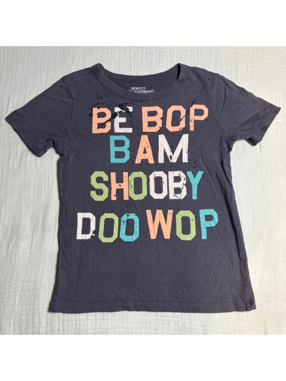 Crewcuts Like Lightning Kids Graphic Tee Be Bop Bam Shooby Doo Wop Gray Size 8